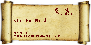 Klinder Milán névjegykártya